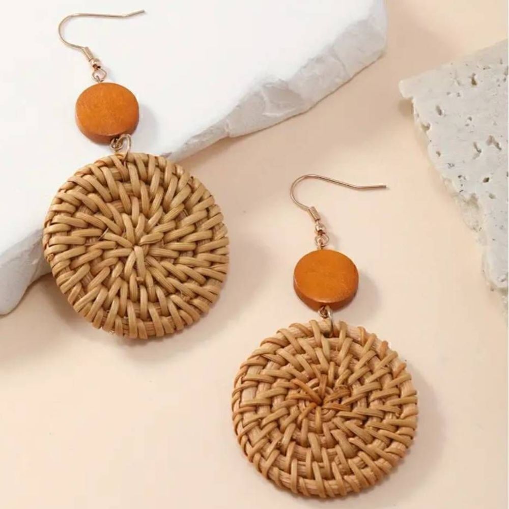 Bohemian Rattan Handcrafted Dangle Earrings